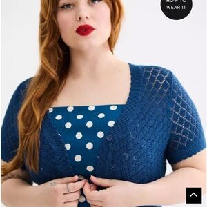 Torrid Blue Open-Knit Cardigan